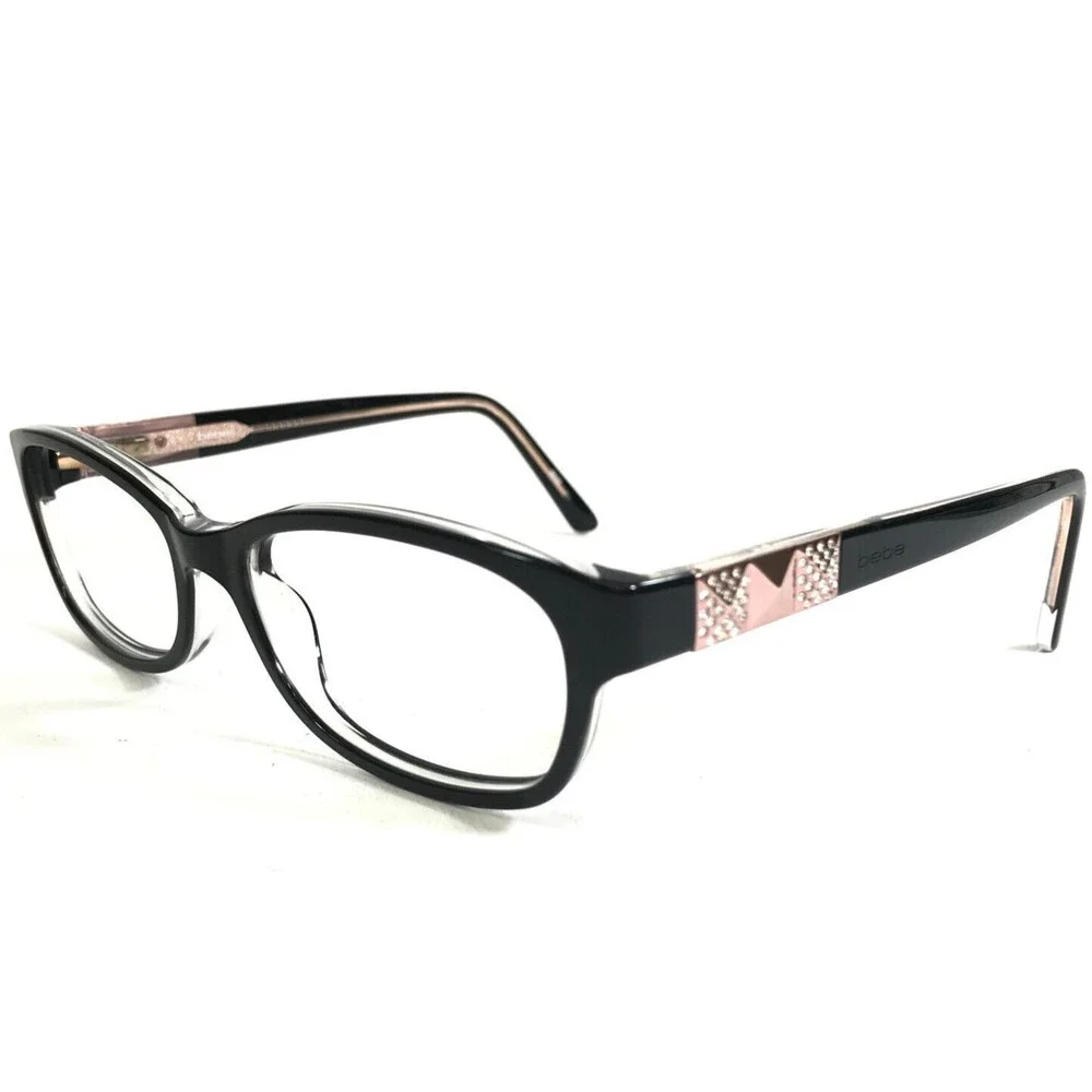 Bebe Eyeglasses Frames BB5082 001 LADY VEGAS Black Clear Crystals 52-16-135